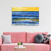 Impression sur toile - Coucher de soleil et vagues (Insitu(Salon))