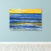 Impression sur toile - Coucher de soleil et vagues (Insitu (Plancher de Bois))