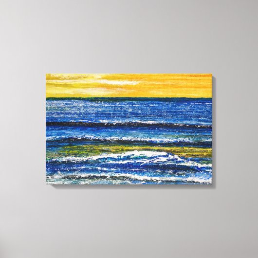 Impression sur toile - Coucher de soleil et vagues (Recto)