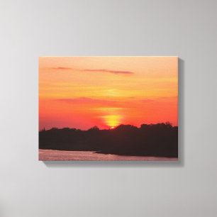 Impression sur toile Coucher de soleil sur la rivi