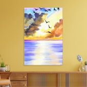 Impression sur toile Coucher de soleil sur mer ave (Insitu(Salon))