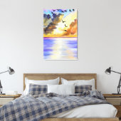 Impression sur toile Coucher de soleil sur mer ave (Insitu(Chambre))