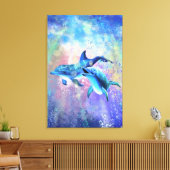 Impression sur toile Couple de dauphins heureux - (Insitu(Salon))