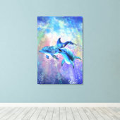 Impression sur toile Couple de dauphins heureux - (Insitu (Plancher de Bois))