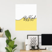 Impression sur toile cursive jaune et blanc Soyez (Bureau à domicile)