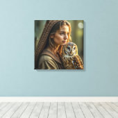 Impression sur toile (Dame et hibou) (Insitu (Plancher de Bois))