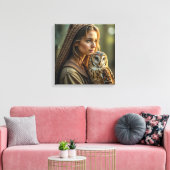 Impression sur toile (Dame et hibou) (Insitu(Salon))