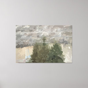 Impression sur toile d'arbres de pin dans le déser