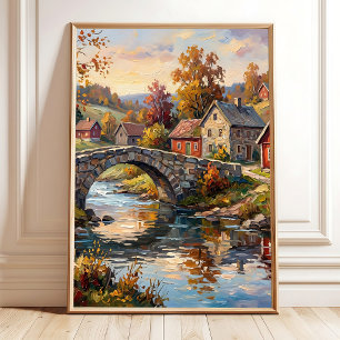 Impression sur toile d'art de paysage d'automne mo