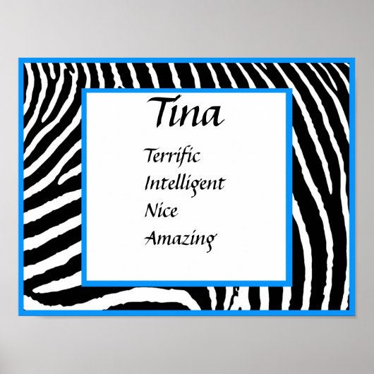 Impression sur toile d'art du nom du Zèbre bleu (Devant)