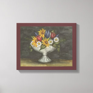 Impression sur toile d'art floral de style antique