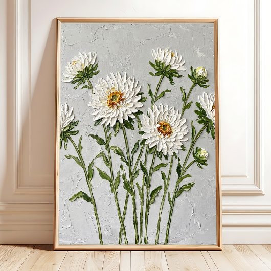 Impression sur toile d'art mural d'aster blanc min