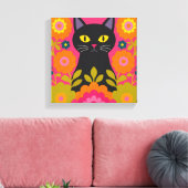 Impression sur toile d'art populaire Chat Noir Col (Insitu(Salon))