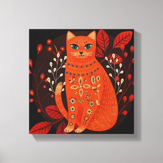 Impression sur toile d'art populaire de chat orang (Recto)
