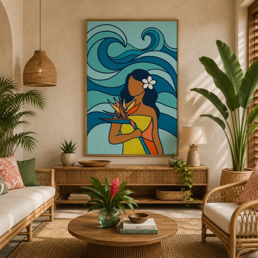 Impression sur toile d'art tropical de plage de mi