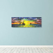 Impression sur toile de bateaux au coucher du sole (Insitu (Plancher de Bois))