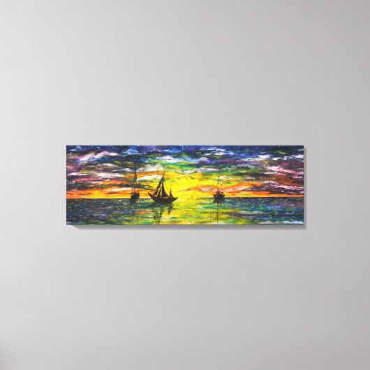 Impression sur toile de bateaux au coucher du sole (Recto)