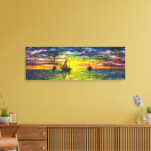 Impression sur toile de bateaux au coucher du sole (Insitu(Salon))