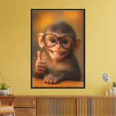 Impression sur toile de bébé singe joyeux avec un (Insitu(Salon))