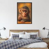 Impression sur toile de bébé singe joyeux avec un (Insitu(Chambre))