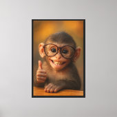 Impression sur toile de bébé singe joyeux avec un (Recto)