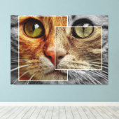 Impression sur toile de collage de visage de chat (Insitu (Plancher de Bois))