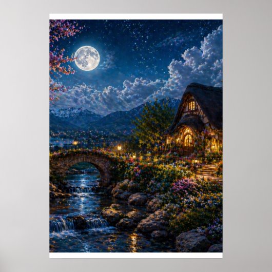 Impression sur toile de Cottage Enchanté au Clair  (Devant)