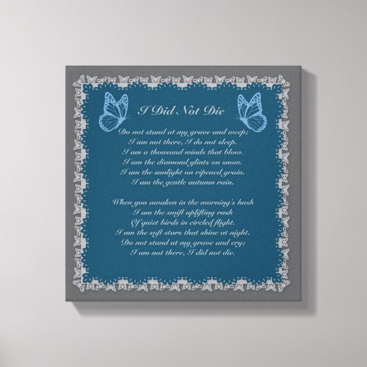 Impression sur toile de deuil Je ne suis pas mort (Recto)