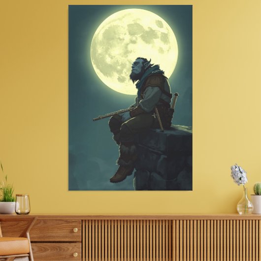 Impression sur toile de fantasy de barde demi-orqu (Insitu(Salon))