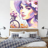 Impression sur toile de femme à bicyclette florale (Insitu(Chambre))