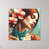 Impression sur toile de femme à l'orchidée rétro b (Recto)