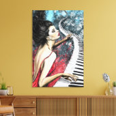 Impression sur toile de femme au piano (Insitu(Salon))