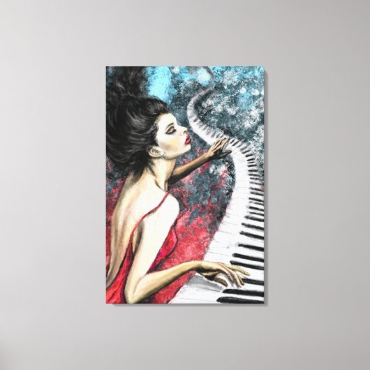 Impression sur toile de femme au piano (Recto)