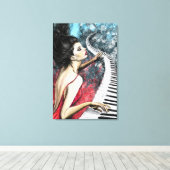 Impression sur toile de femme au piano (Insitu (Plancher de Bois))
