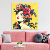 Impression sur toile de femme avec couronne de fle (Insitu(Salon))