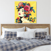 Impression sur toile de femme avec couronne de fle (Insitu(Chambre))