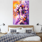 Impression sur toile de femme florale boho (Insitu(Chambre))