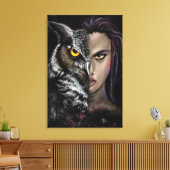 Impression sur toile de femme hibou (Insitu(Salon))