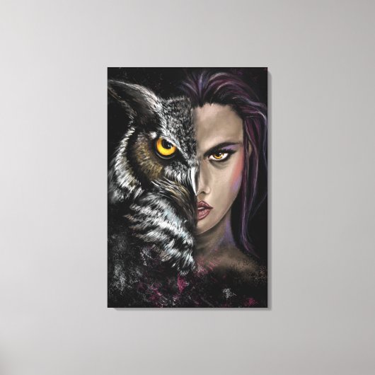 Impression sur toile de femme hibou (Recto)