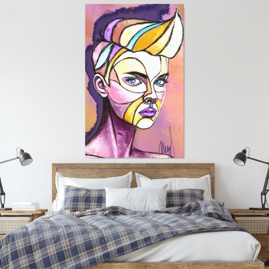 Impression sur toile de femme punk colorée (Insitu(Chambre))