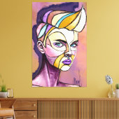 Impression sur toile de femme punk colorée (Insitu(Salon))
