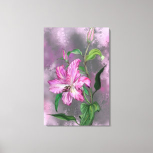Impression sur toile de fleurs de lys rose pourpre