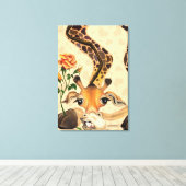 Impression sur toile de girafe drôle (Insitu (Plancher de Bois))