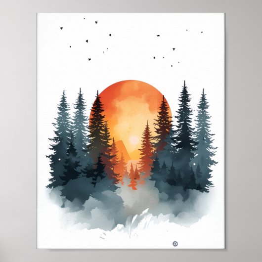 Impression sur toile de la forêt de pins enneigée (Devant)