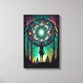 Impression sur toile de la forêt mandala psychédél