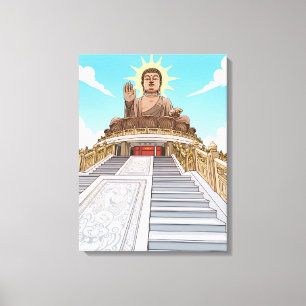 Impression sur toile de la grande statue de Bouddh