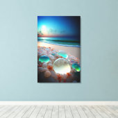 Impression sur toile de la plage de verre de mer (Insitu (Plancher de Bois))
