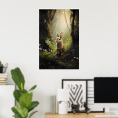 Impression sur toile de lapin dans une forêt verte (Bureau à domicile)