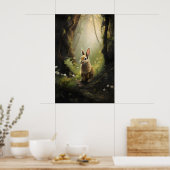 Impression sur toile de lapin dans une forêt verte (Cuisine)