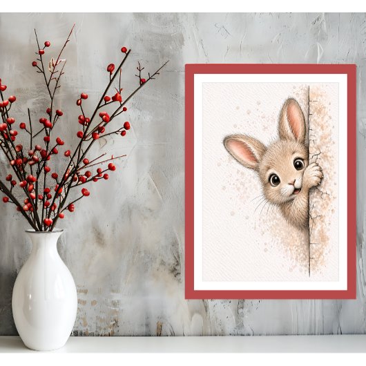 Impression sur toile de lapin mignon qui regarde -